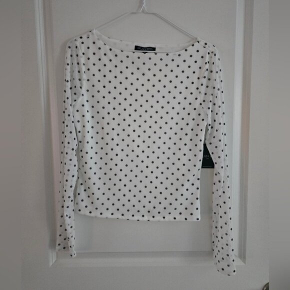Dylan Ryan Black And White Polka Dot Womens Top Blouse - Picture 1 of 1